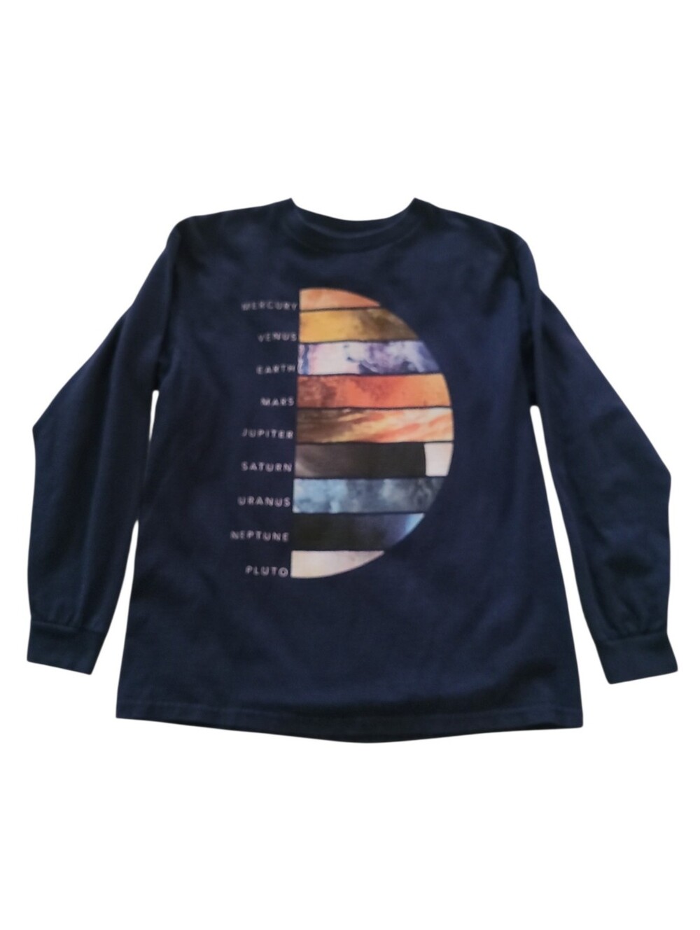 Boys Navy Space Planets Graphic Long-Sleeve Tee Sz M